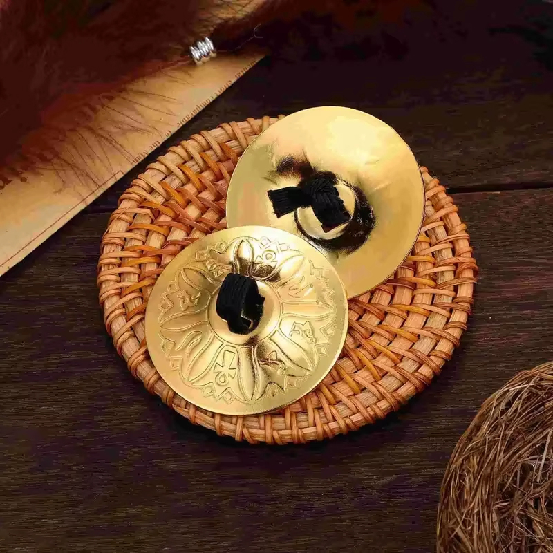 Musical Instrument Percussion - قطعتان من صنوج الأصابع النحاسية الصغيرة
