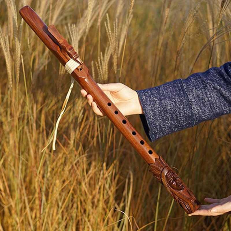 Musical Instrument Indian - الناي الهندي الخشبي 6 حفرة اللعب