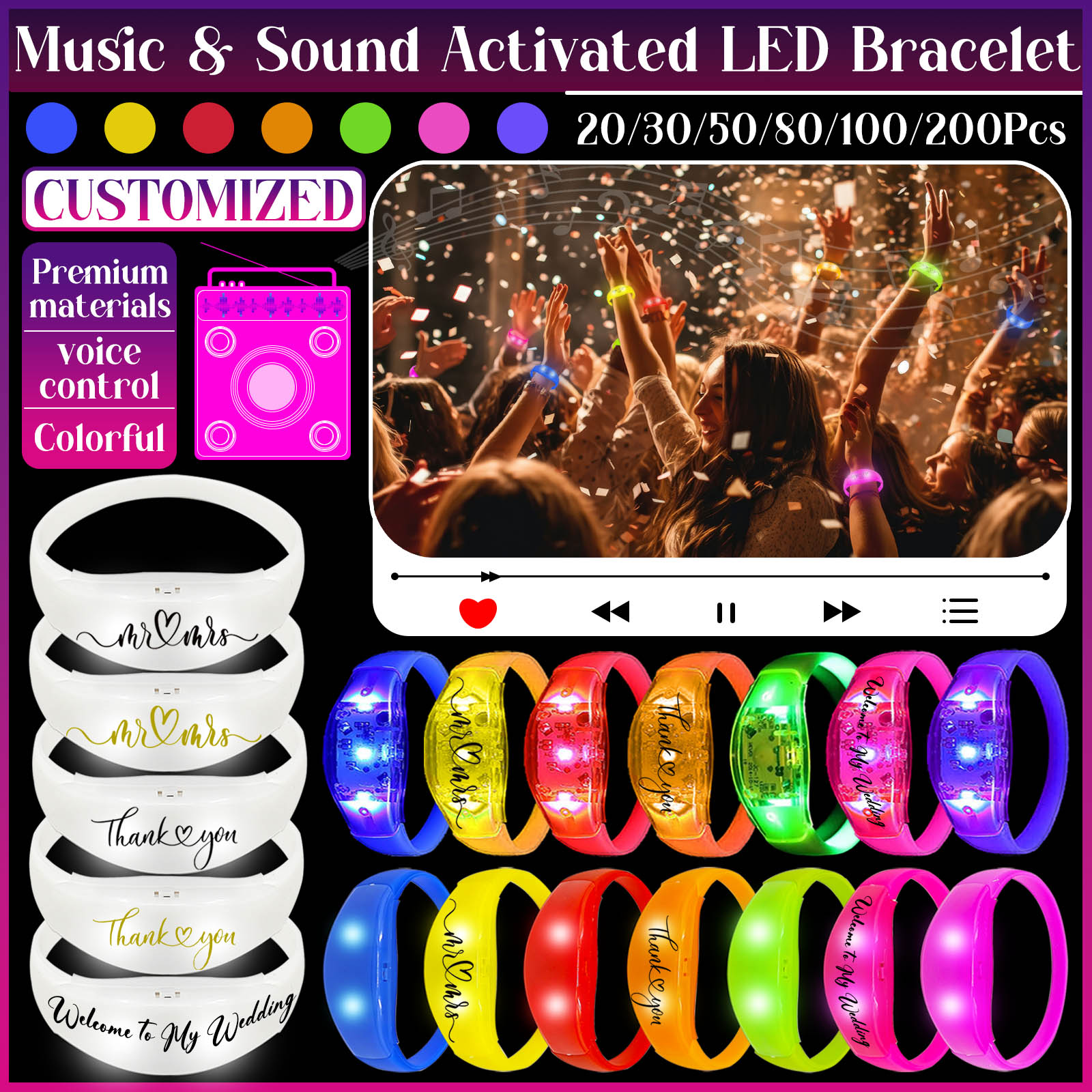 Musical Instrument Jewelry - 20-200 قطعة الموسيقى والصوت المنشط LED