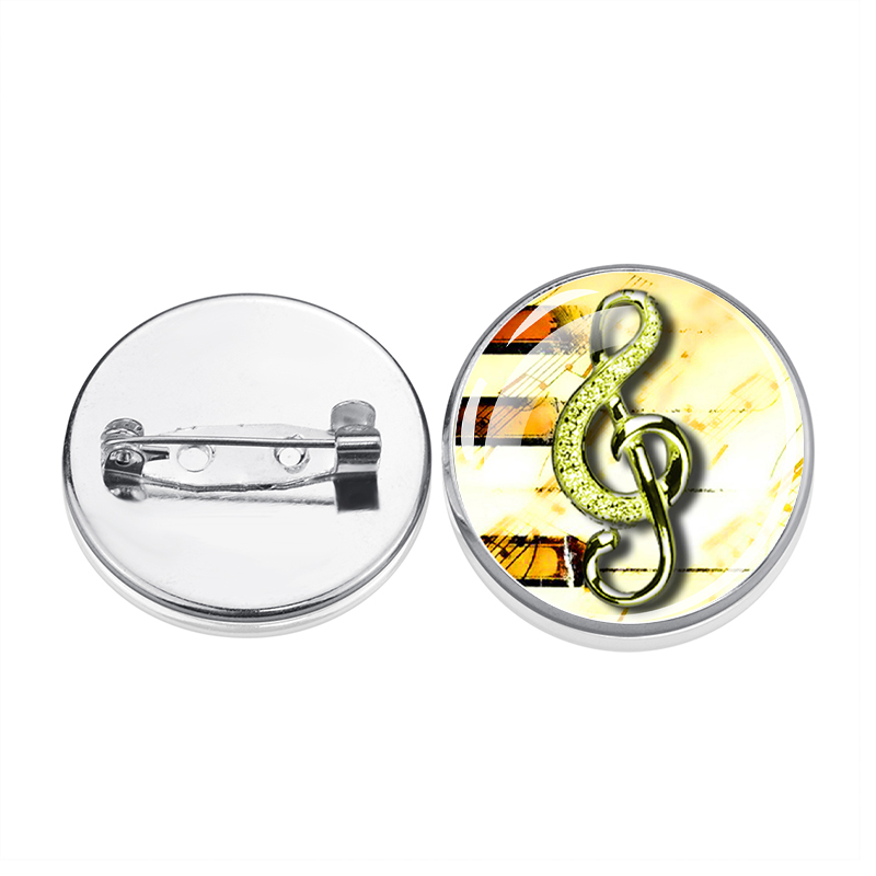 دبوس زجاجي فضي على شكل نوتة مو - مراجعة Musical Instrument Jewelry وسعره